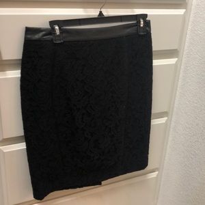 Ann Taylor leather and lace skirt